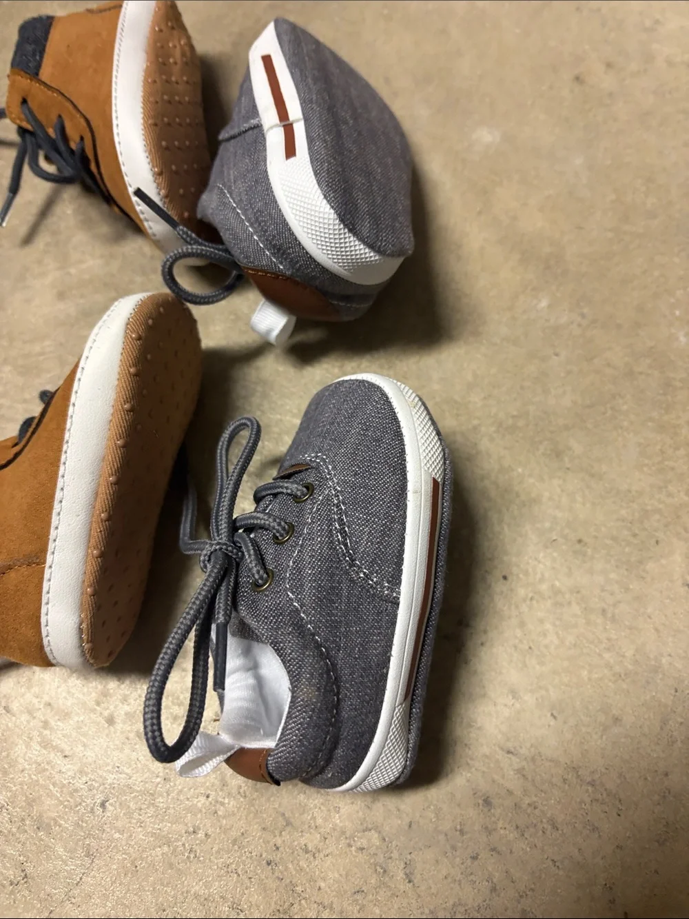 Baby Casual Shoes in Brown and Gray 2 pairs 3 to 6 months